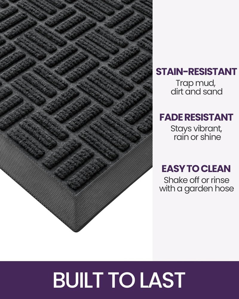 DEXI Front Door Mat Outside Entrance, 2x3 ft Rubber Entry Doormat Heavy Duty, Welcome Mats Non Slip for Inside House Floor Entryway Back Doors Exterior Patio, Maze Black - Image 3